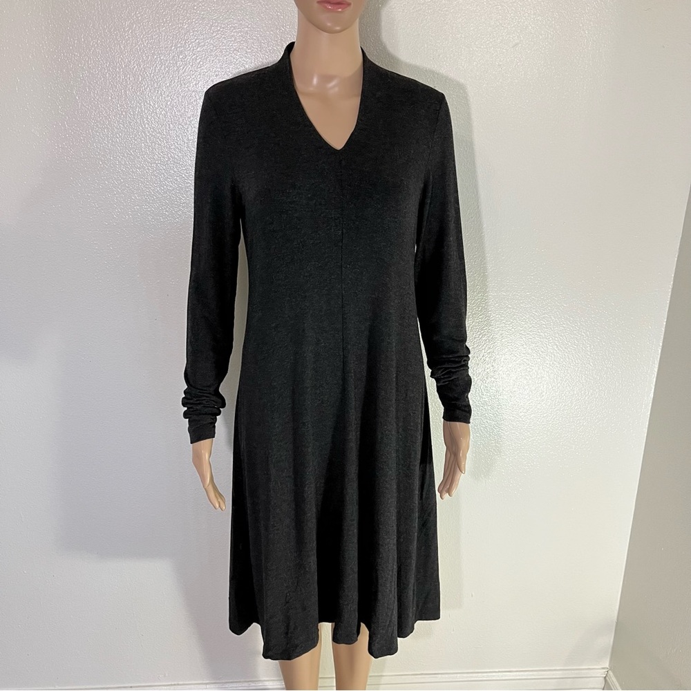 Eileen Fisher Gray Long Sleeve Viscose Stretch Dress XS